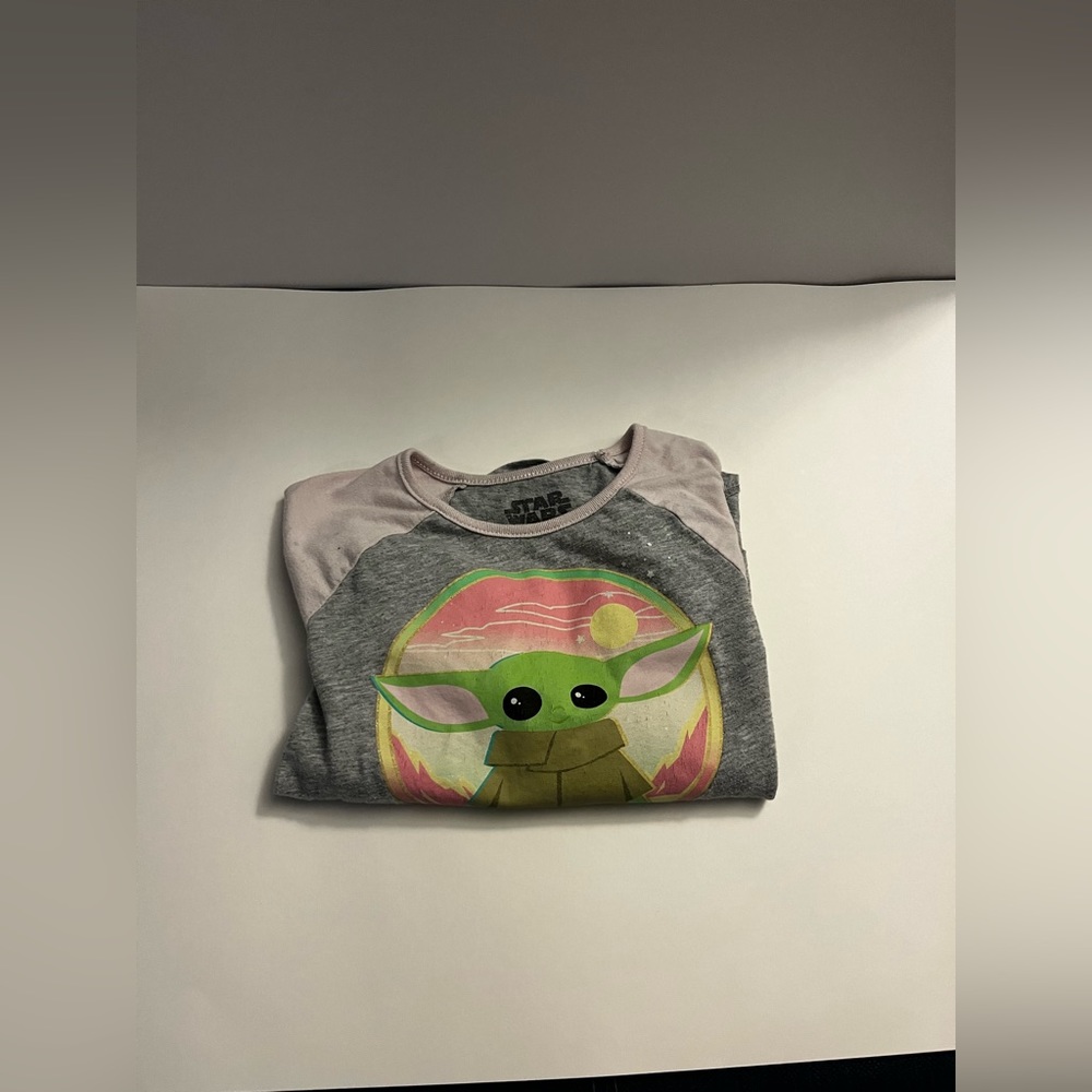Star Wars- Jumping Beans: Grogu Pink and Grey Baseball Long Sleeve